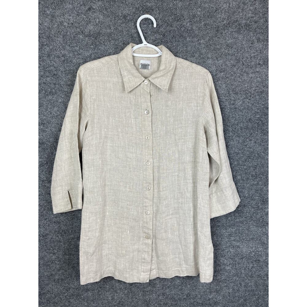 Chico's High Low Tunic Button Down Linen Shirt Size 0